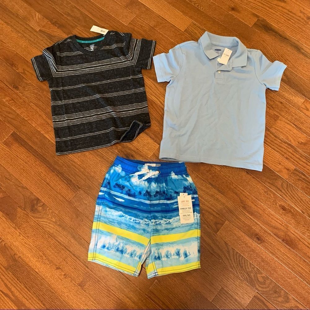 New OLD NAVY Boys Lot Swim Trunks & Shirts XS 5